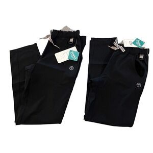 (2) Pair Scrubs Women's Black Hathaway Essential Threads Pants Size Small NWT